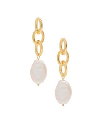 Chain and Freshwater Pearl Drop Earrings