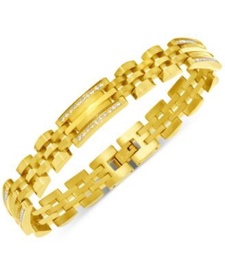 Men's Diamond Two-Tone Link Bracelet (1/2 ct. t.w.) Stainless Steel and Yellow Ion-Plate