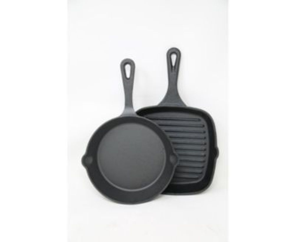 Mesa Mia Cast Iron 2-pc. Frying Pan Set, Black