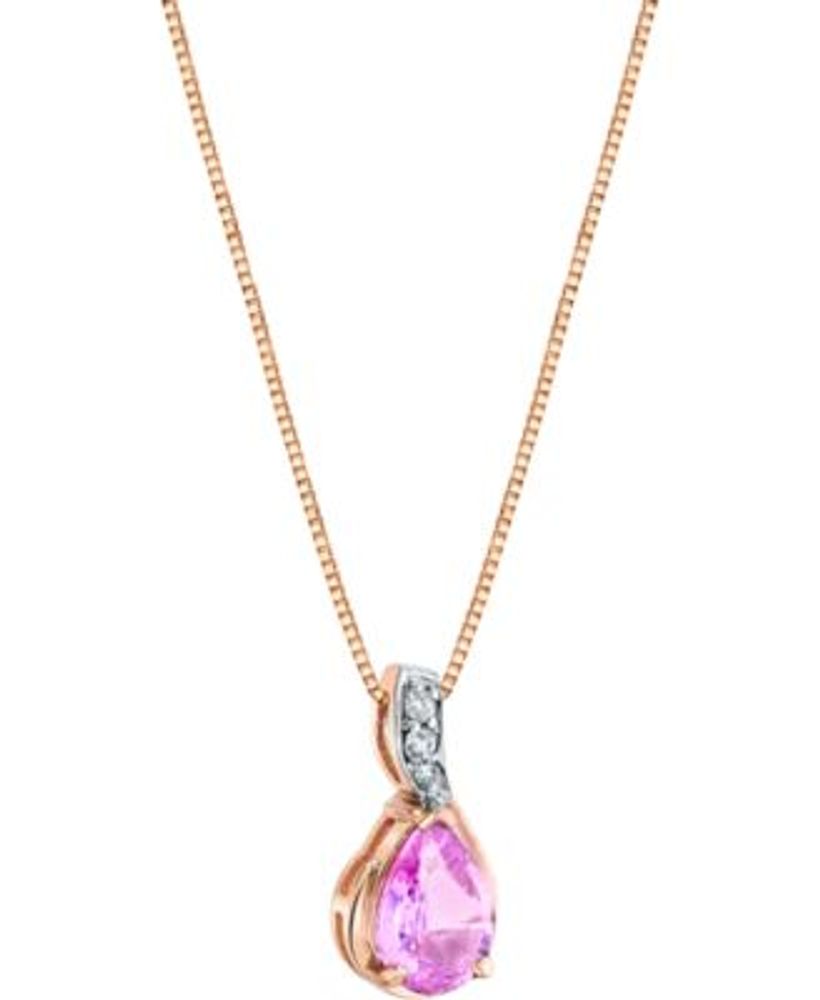 14kt Rose Gold Pink Sapphire and Diamond Pendant