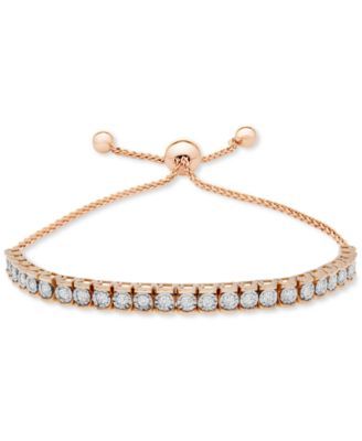 Diamond Row Bolo Bracelet (3/4 ct. t.w.) Sterling Silver, 14k Gold-plated Silver or Rose