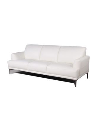 Michola Mid-Century Leather Sofa in White
