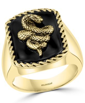 EFFY® Men's Onyx Snake Statement Ring in 18k Gold-Plated Sterling Silver