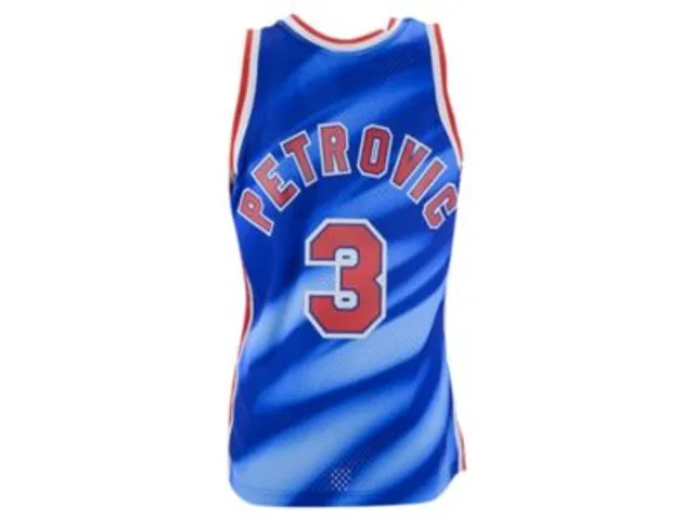 Mitchell & Ness Men's Drazen Petrovic Blue, Red New Jersey Nets Hardwood  Classics 1992-93 Split Swingman