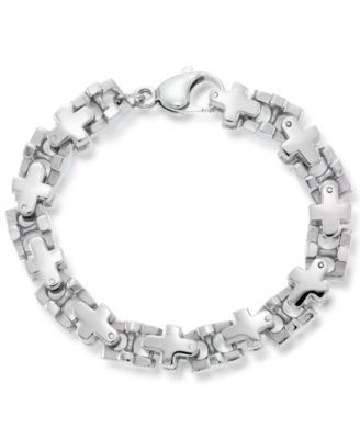 Men's Cross Link Bracelet in Stainless Steel