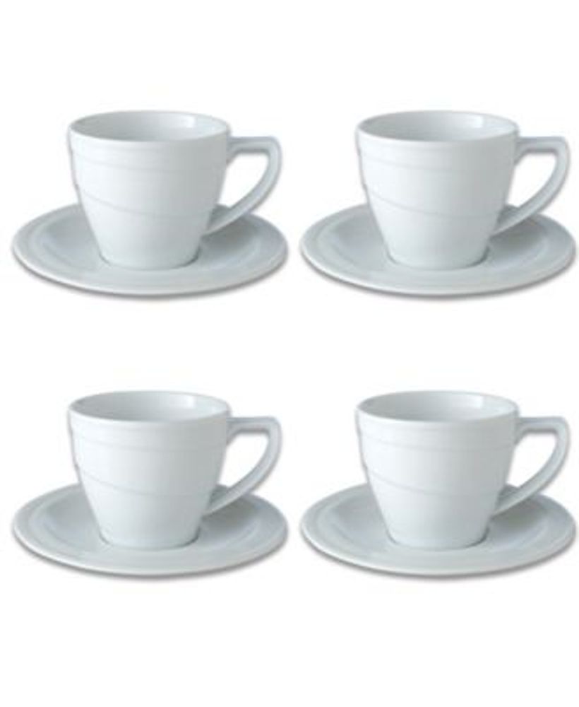 Cappuccino Cup & Saucer x 4 12oz, White, Dine