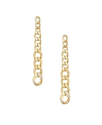 Long and Gradual Gold Plated Chain Earrings