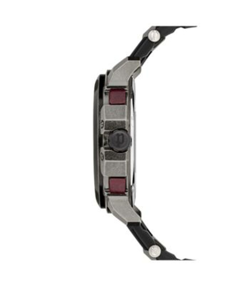 Men's Dual Time Black Silicon Strap Watch 48mm