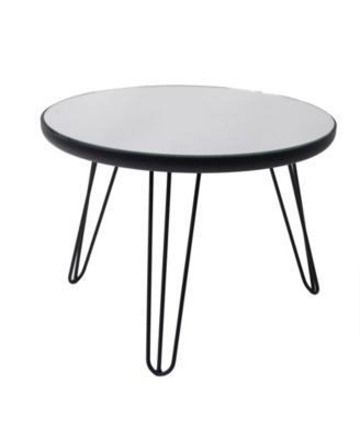Meera Round Mirror Wood Top End Table