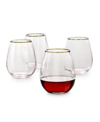 Blush Optic Stemless Wine Glasses, Set of 4, Created for Macy's