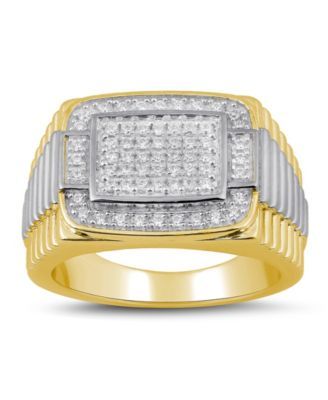 Men's Diamond Two-Tone Cluster Ring (1/2 ct. t.w.) Sterling Silver Or 18k Gold Over