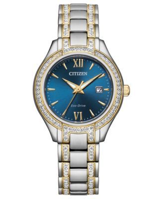 Eco-Drive Women's Silhouette Crystal Two-Tone Stainless Steel Bracelet Watch 30mm