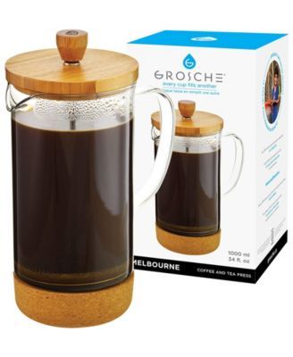 Melbourne French Press Coffee Maker with Bamboo Cork, 34 fl oz Capacity