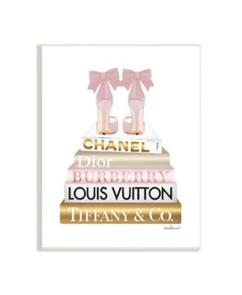 Fashion Heels Bookstack with Foil Canvas Wall Art, 12x16