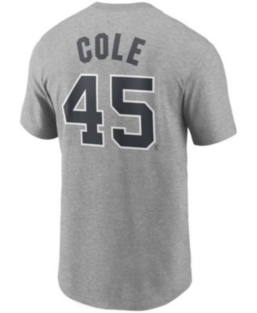 Men's Nike Gerrit Cole Gray New York Yankees Name & Number T-Shirt