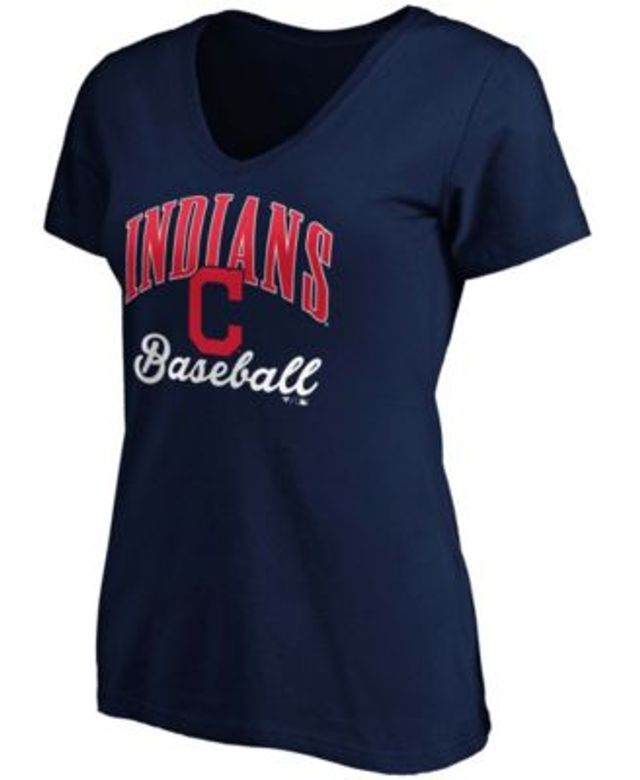 Cleveland Indians Touch Women's Ultimate Fan 3/4-Sleeve Raglan V-Neck T- Shirt - Navy