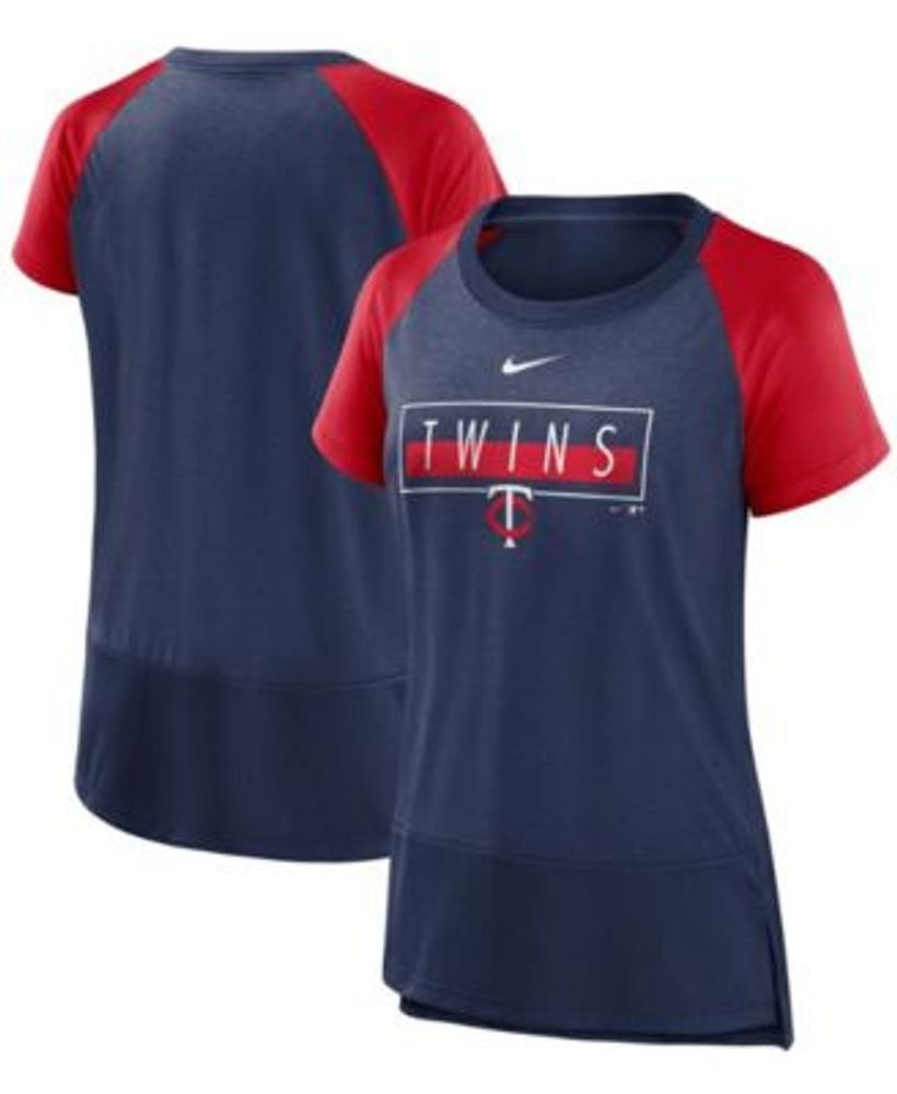 Women's New Era White/Heathered Navy Minnesota Twins Colorblock V-Neck T-Shirt