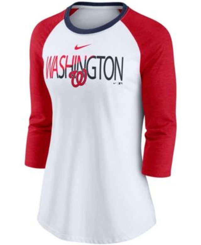 Women's Washington Nationals New Era Red Baby Jersey Cropped Long Sleeve T- Shirt
