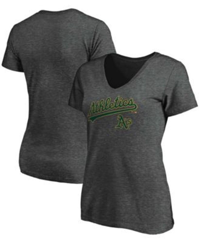 Fanatics Women's Branded Heathered Charcoal Washington Nationals Team Logo  Lockup V-Neck T-shirt