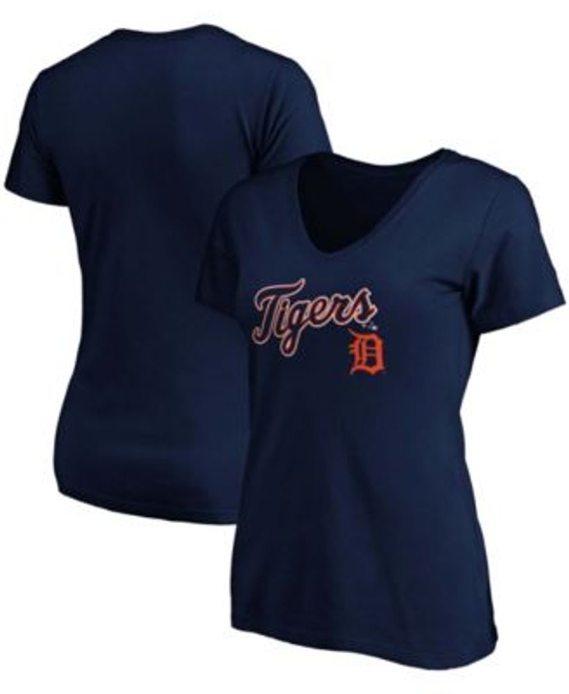 Fanatics Women's Navy Detroit Tigers Team Logo Lockup V-Neck T-shirt