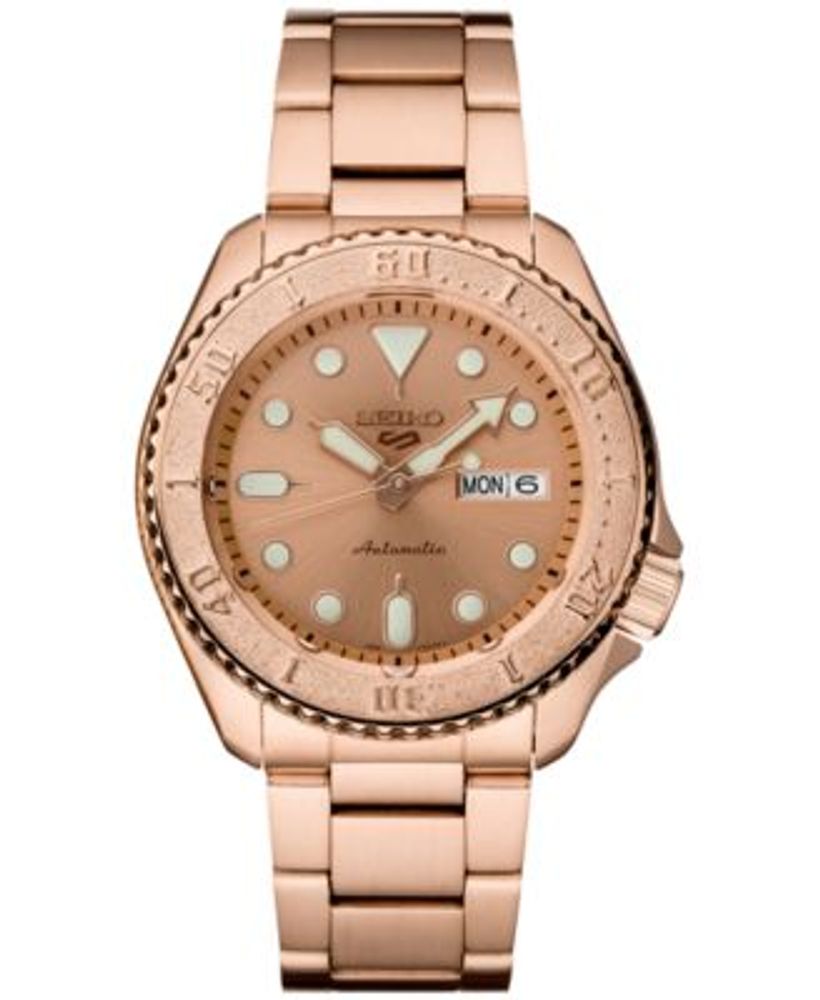 Seiko Men's Automatic 5 Sports Rose Gold-Tone Stainless Steel Bracelet Watch  43mm | Hawthorn Mall