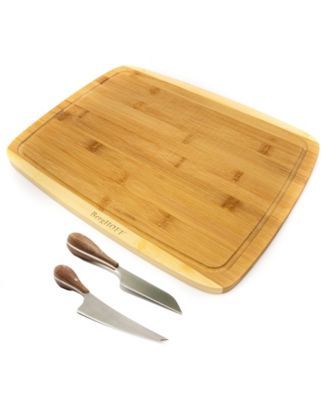 Bamboo 3 Piece Rectangular Board and Aaron Probyn Cheese Knives Set