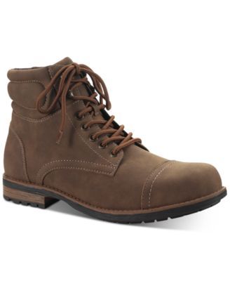 Men's Baker Faux-Leather Lace-Up Boots, Created for Macy's