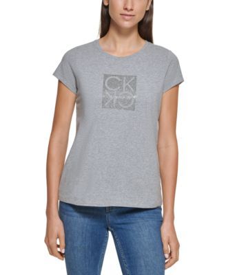 Women's Short Sleeve Rhinestone Logo T-Shirt