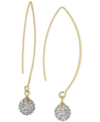Crystal Pavé Ball Wire Threader Earrings in 14k Gold-Plated Sterling Silver, Created for Macy's