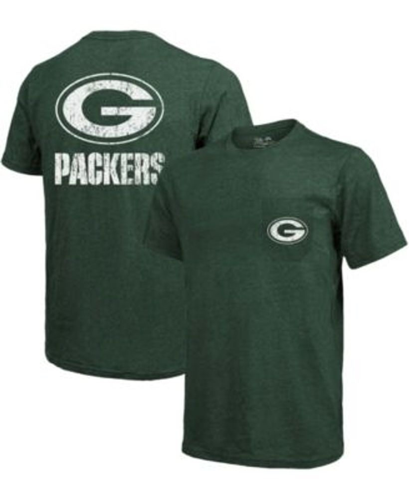 Majestic Threads Green Bay Packers Tri-Blend Pocket T-Shirt - Heathered Green - Green