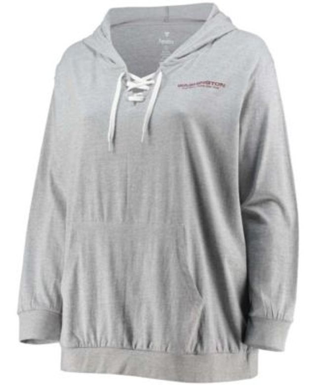 Women's Fanatics Branded Heathered Gray Miami Dolphins Plus Size Lace-Up  Pullover Hoodie