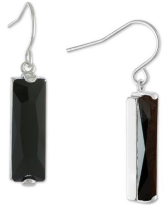 Crystal Rectangle Drop Earrings Sterling Silver, Created for Macy's