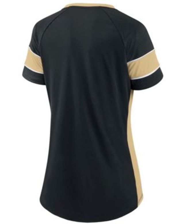 Women's New Era Gold/Black New Orleans Saints Legacy Lace-Up Raglan T-Shirt