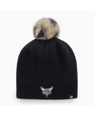 Women's Black Charlotte Hornets Serengeti Knit Beanie with Pom