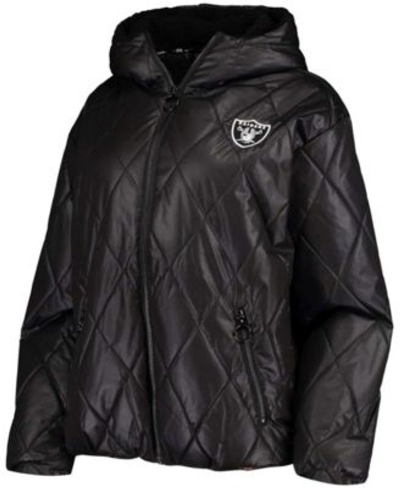 The Wild Collective Women's Black, Silver Las Vegas Raiders Color Block  Full-Zip Puffer Jacket