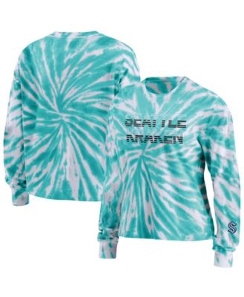 Women's New Era College Navy Seattle Seahawks Tie-Dye Long Sleeve T-Shirt