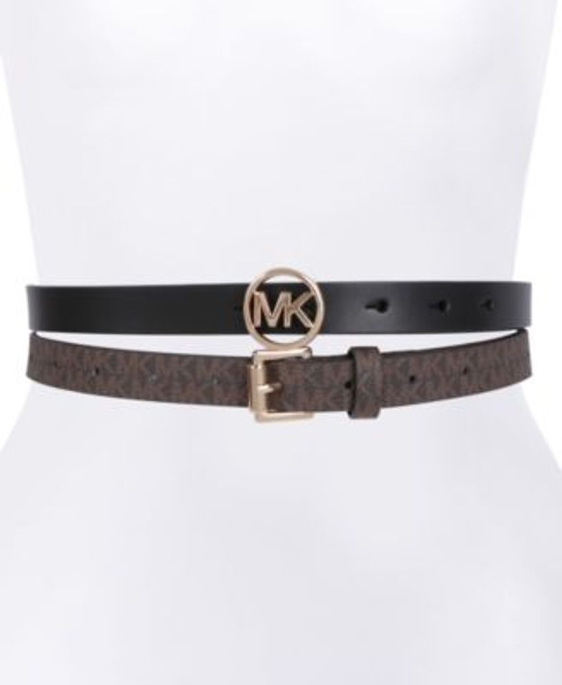 Michael Kors 2-Pk. Smooth Leather & Logo-Print Belts | Dulles Town Center