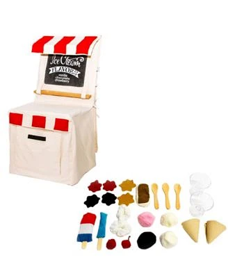 PopOhVer Pretend Play Ice Cream Shop Play Innovative Canvas Design Chair Cover Set, 25 Pieces