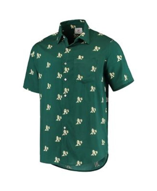 Men's Oakland Athletics Green Mini Print Logo Button-Up Shirt