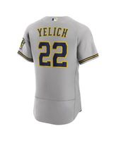 Nike Men's Christian Yelich Gray Milwaukee Brewers Road Authentic Player  Logo Jersey