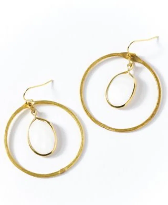 kate spade new york Gold-Tone Heritage Bloom Mother-of-Pearl Hoop Earrings  - Macy's
