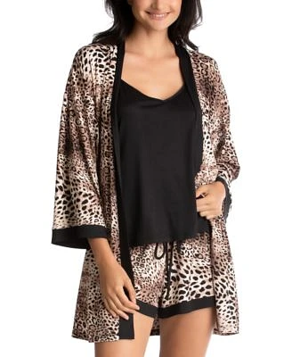 Animal-Print Wrap Robe, Cami & Shorts Set