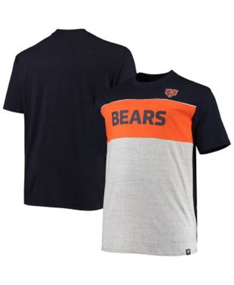 Fanatics Men's Navy, Heathered Gray Chicago Bears Big & Tall Color Block T- shirt