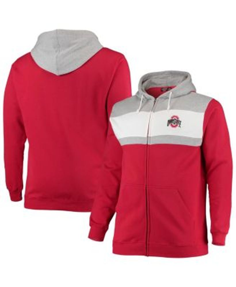 Men's Heather Gray/Red St. Louis Cardinals Big & Tall Raglan Hoodie  Full-Zip Sweatshirt