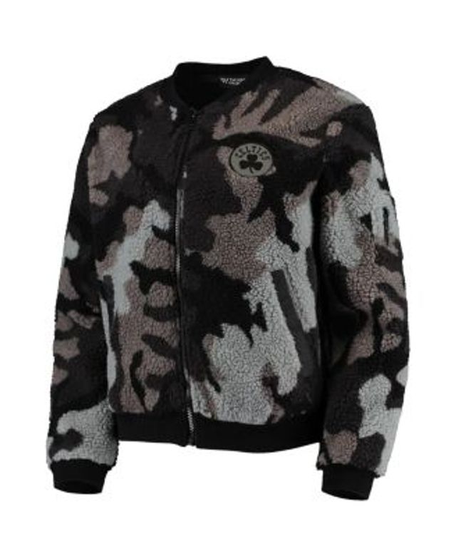 Women's The Wild Collective Black Los Angeles Lakers Camo Sherpa Full-Zip Bomber Jacket