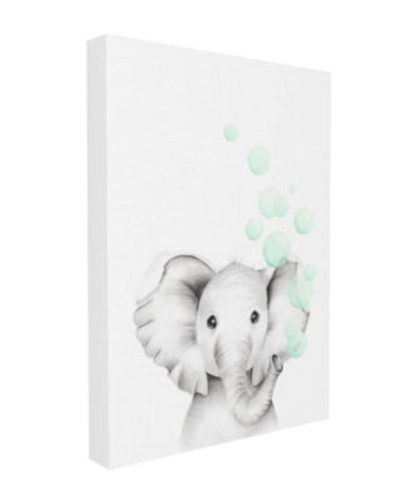 Stupell Industries Cute Cartoon Baby Elephant Zoo Animal Painting Stretched  Canvas Wall Art, 36