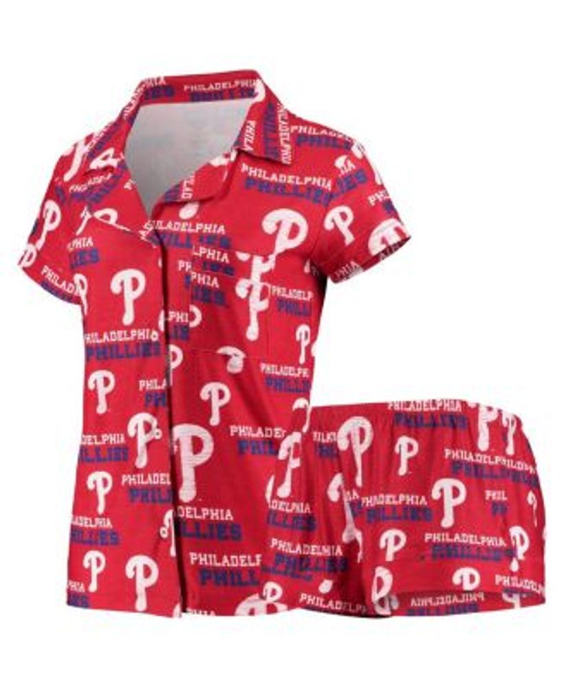 Lids St. Louis Cardinals Concepts Sport Women's Zest Allover Print  Button-Up Shirt & Shorts Sleep Set - Red