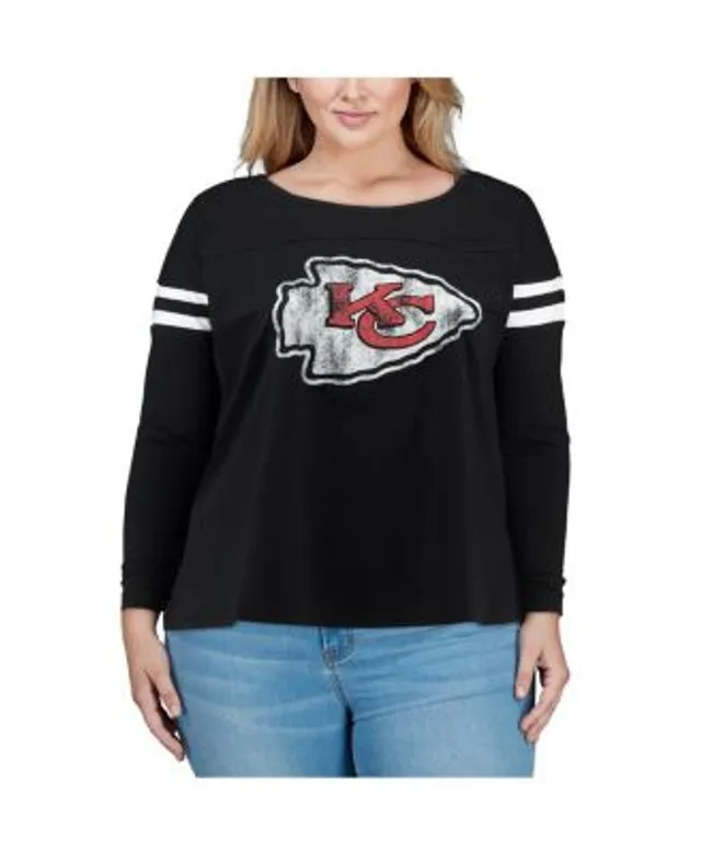 Women's Fanatics Branded Heathered Gray Kansas City Chiefs Plus Size  Primary Logo Long Sleeve T-Shirt