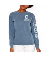 Soft As A Grape Women's Blue Milwaukee Brewers Team Pigment Dye Long Sleeve  T-shirt