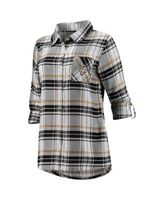 Women's Concepts Sport Green/Gold Green Bay Packers Mainstay Flannel  Full-Button Long Sleeve Nightshirt